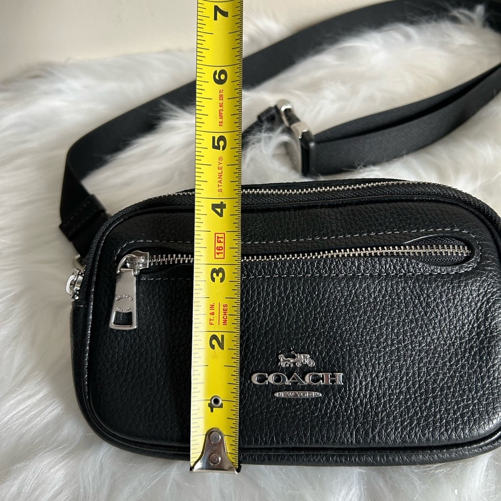 COACH Black Pebble Leather Elias Mini Belt Bag Fanny Pack - Picture 6 of 6